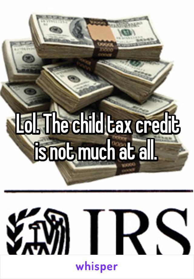 Lol. The child tax credit is not much at all. 