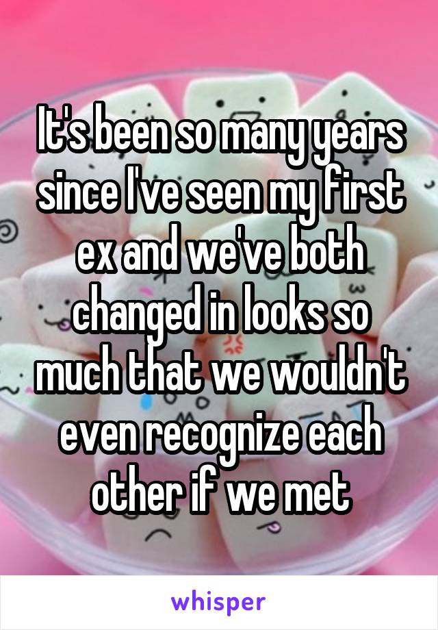 It's been so many years since I've seen my first ex and we've both changed in looks so much that we wouldn't even recognize each other if we met