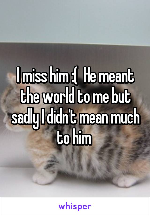 I miss him :(  He meant the world to me but sadly I didn't mean much to him 