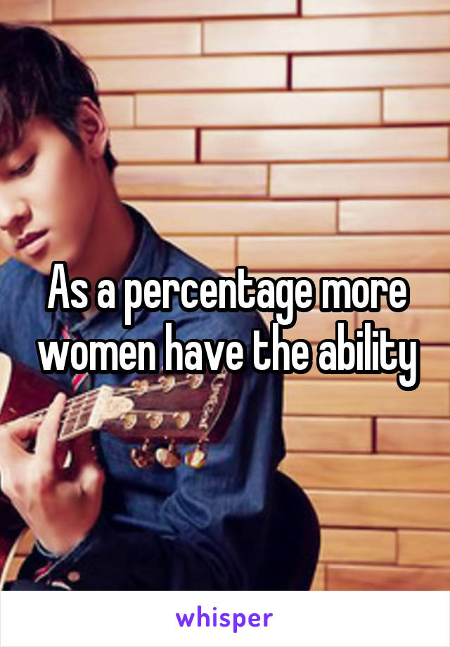 As a percentage more women have the ability