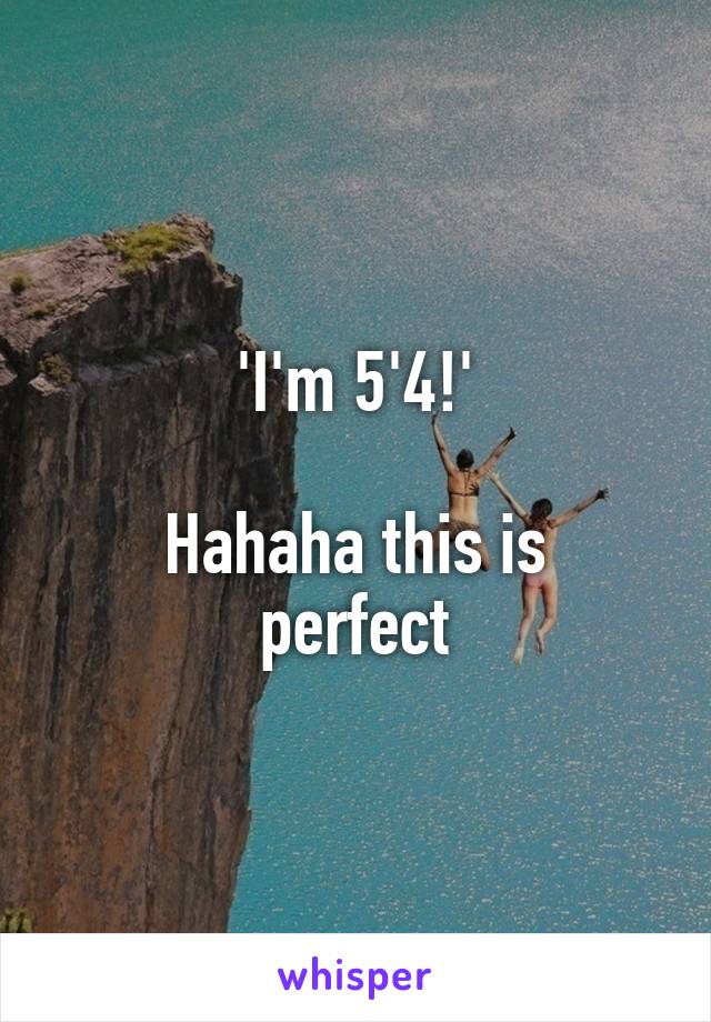 'I'm 5'4!'

Hahaha this is perfect