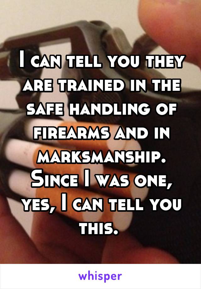 I can tell you they are trained in the safe handling of firearms and in marksmanship. Since I was one, yes, I can tell you this. 