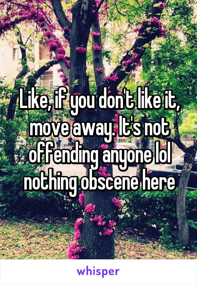 Like, if you don't like it, move away. It's not offending anyone lol nothing obscene here