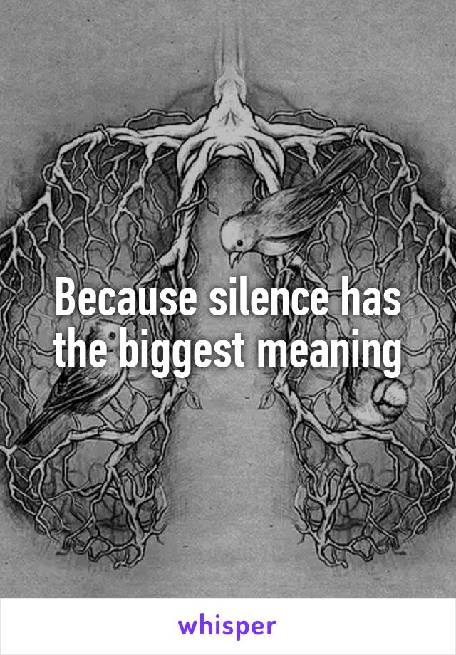 Because silence has the biggest meaning