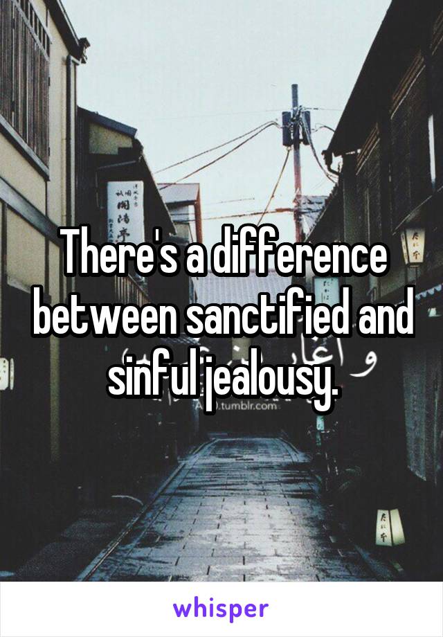 There's a difference between sanctified and sinful jealousy.