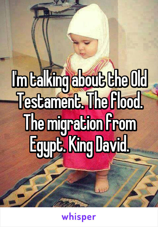 I'm talking about the Old Testament. The flood. The migration from Egypt. King David.