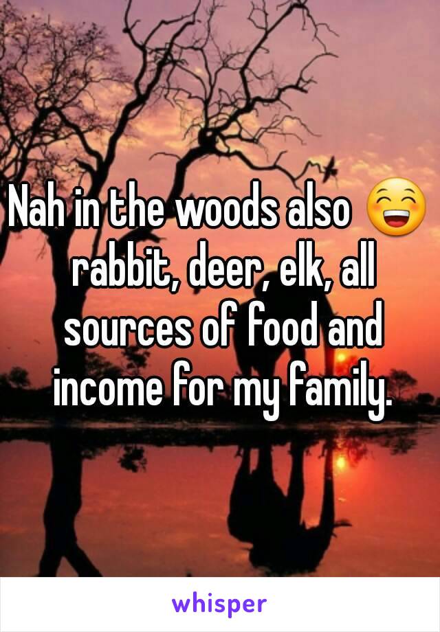 Nah in the woods also 😁 rabbit, deer, elk, all sources of food and income for my family.