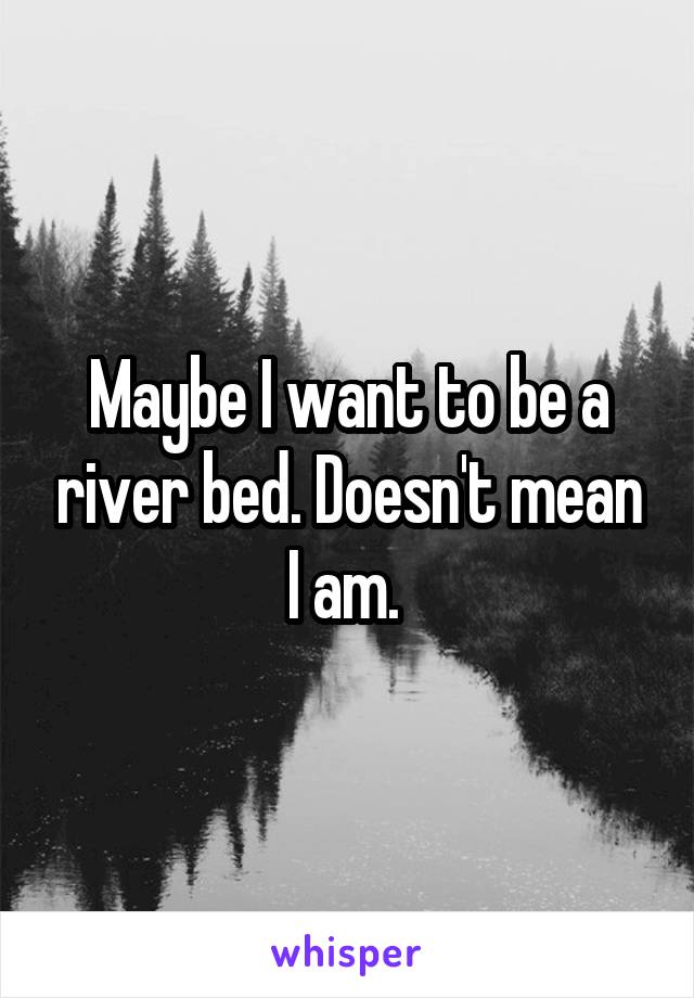 Maybe I want to be a river bed. Doesn't mean I am. 