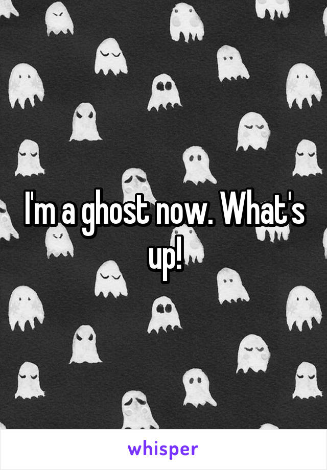 I'm a ghost now. What's up!