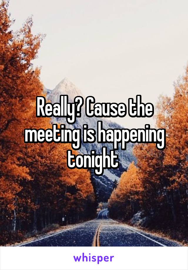 Really? Cause the meeting is happening tonight 