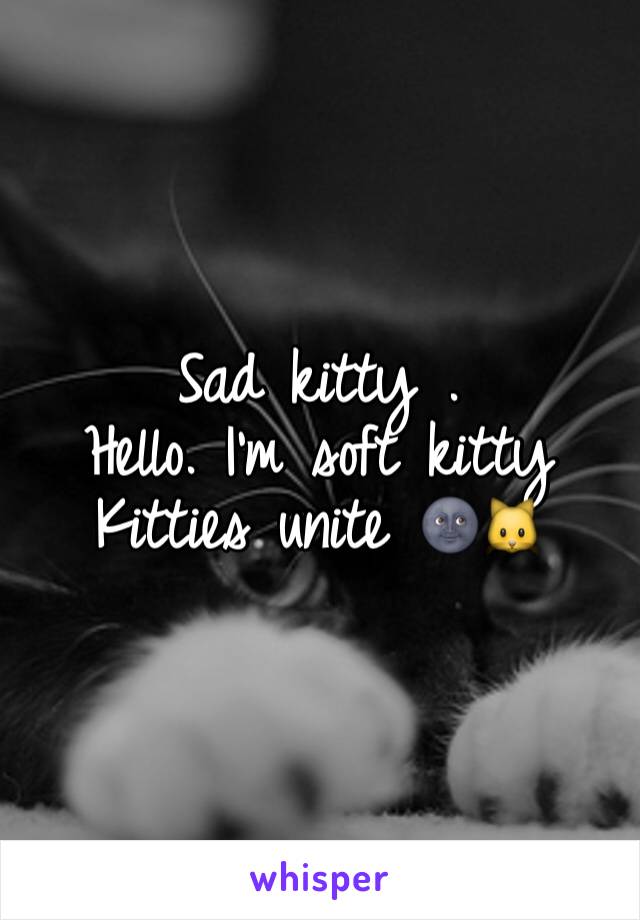 Sad kitty . 
Hello. I'm soft kitty
Kitties unite 🌚🐱