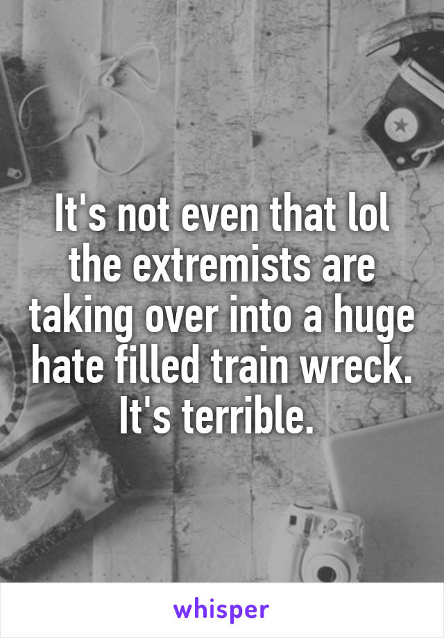 It's not even that lol the extremists are taking over into a huge hate filled train wreck. It's terrible. 