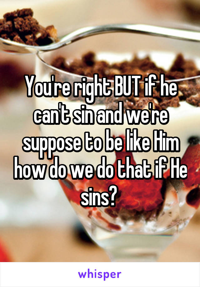 You're right BUT if he can't sin and we're suppose to be like Him how do we do that if He sins? 