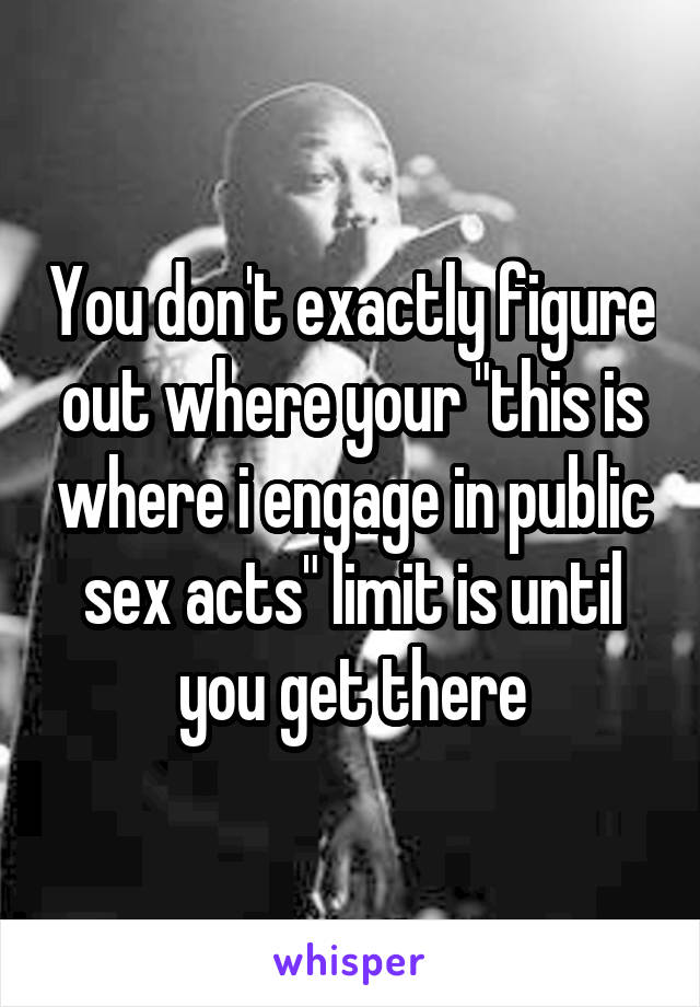 You don't exactly figure out where your "this is where i engage in public sex acts" limit is until you get there