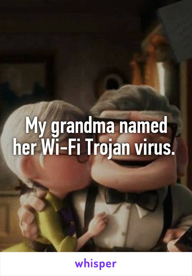 My grandma named her Wi-Fi Trojan virus. 
