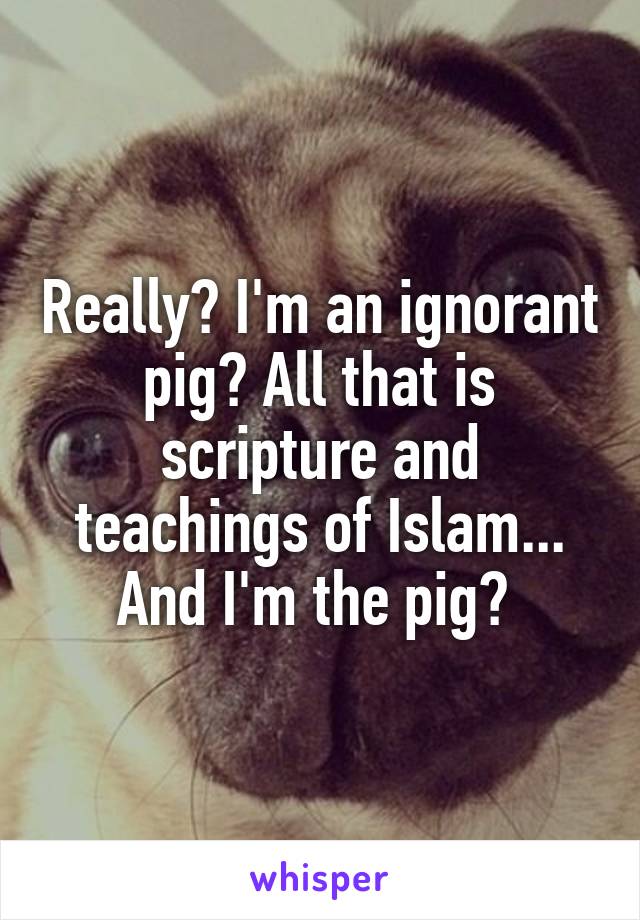 Really? I'm an ignorant pig? All that is scripture and teachings of Islam... And I'm the pig? 