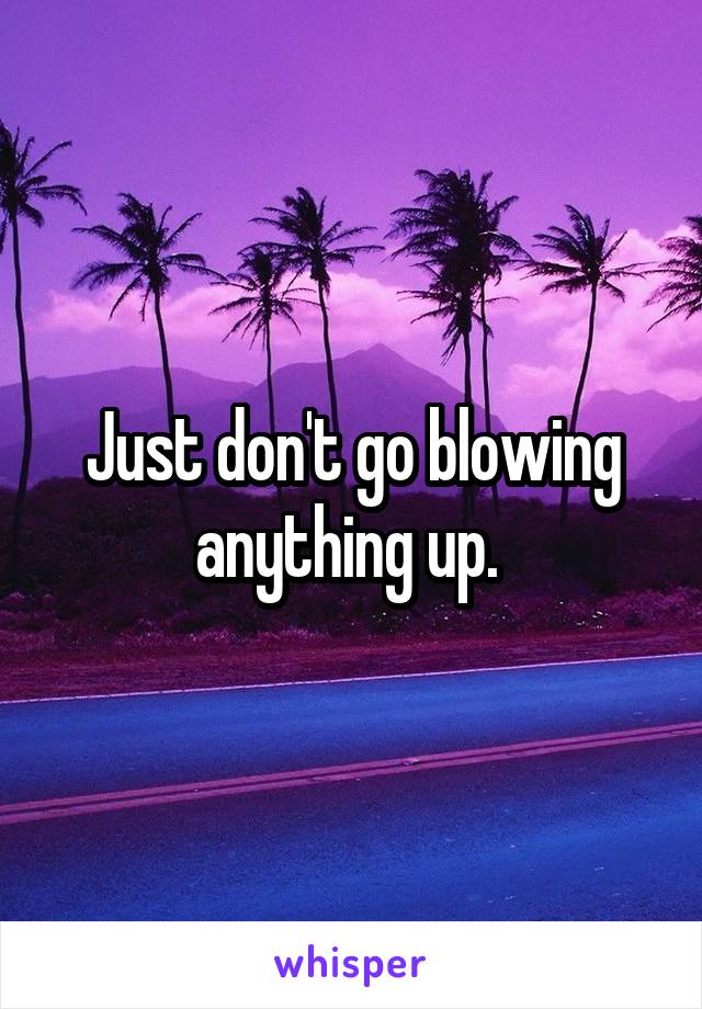 Just don't go blowing anything up. 