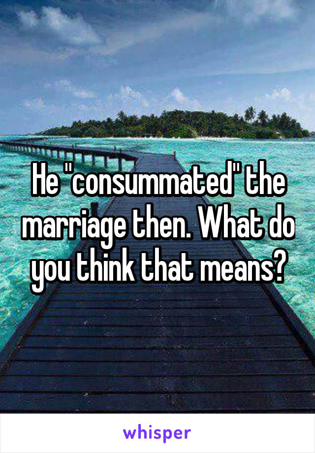 He "consummated" the marriage then. What do you think that means?