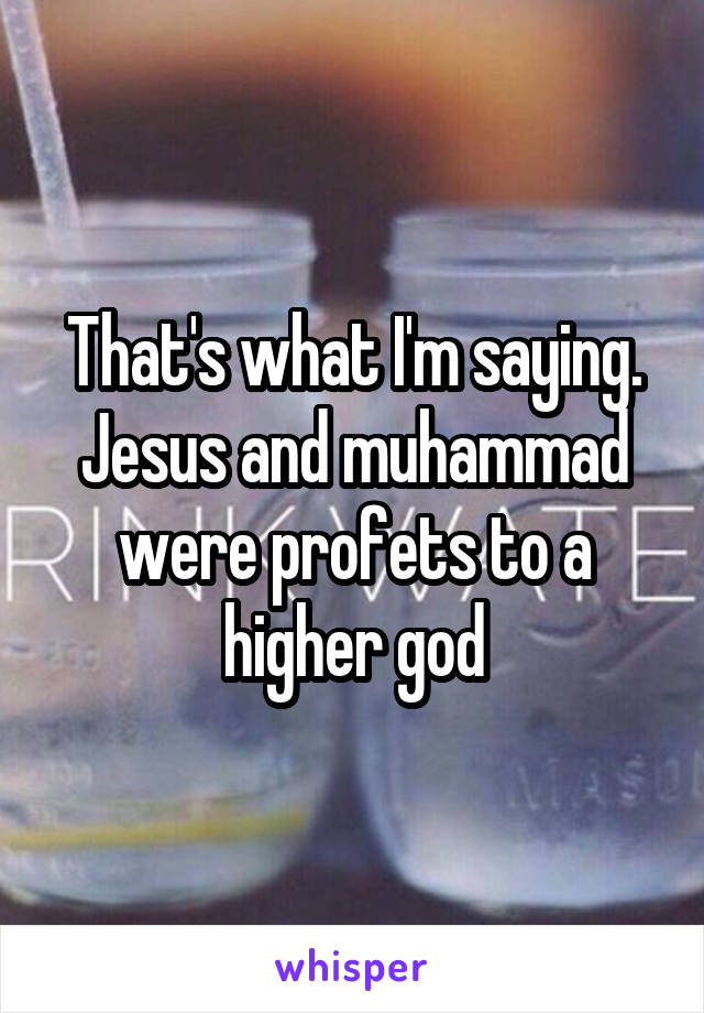 That's what I'm saying. Jesus and muhammad were profets to a higher god