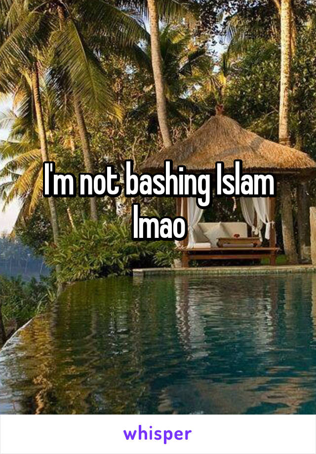 I'm not bashing Islam lmao
