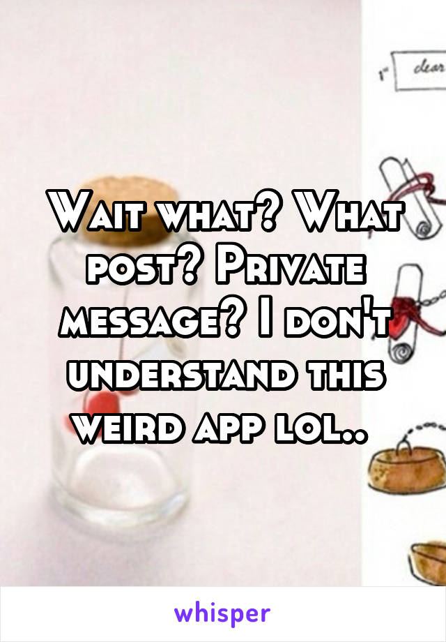 Wait what? What post? Private message? I don't understand this weird app lol.. 