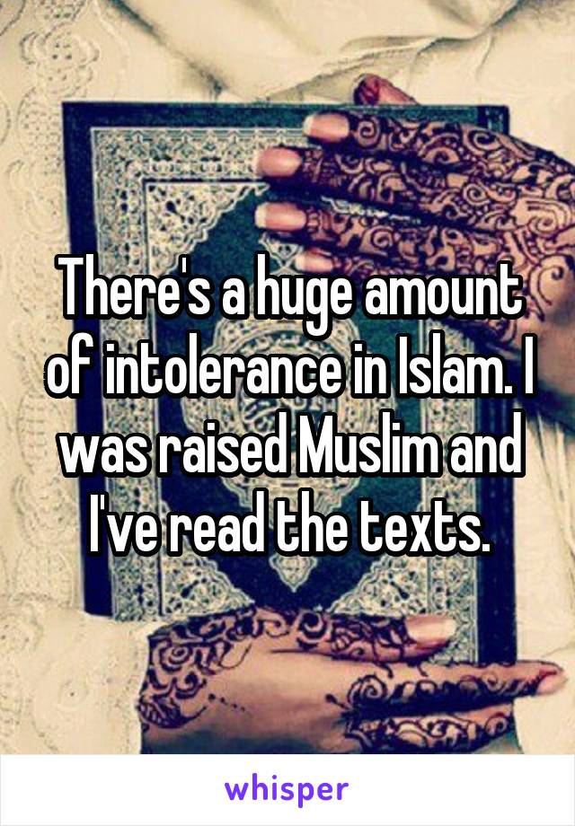 There's a huge amount of intolerance in Islam. I was raised Muslim and I've read the texts.