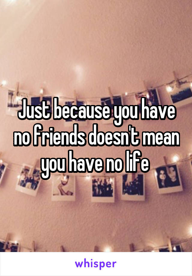 Just because you have no friends doesn't mean you have no life 