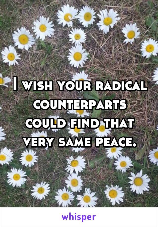 I wish your radical counterparts could find that very same peace.