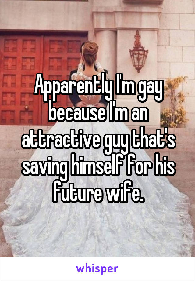 Apparently I'm gay because I'm an attractive guy that's saving himself for his future wife.
