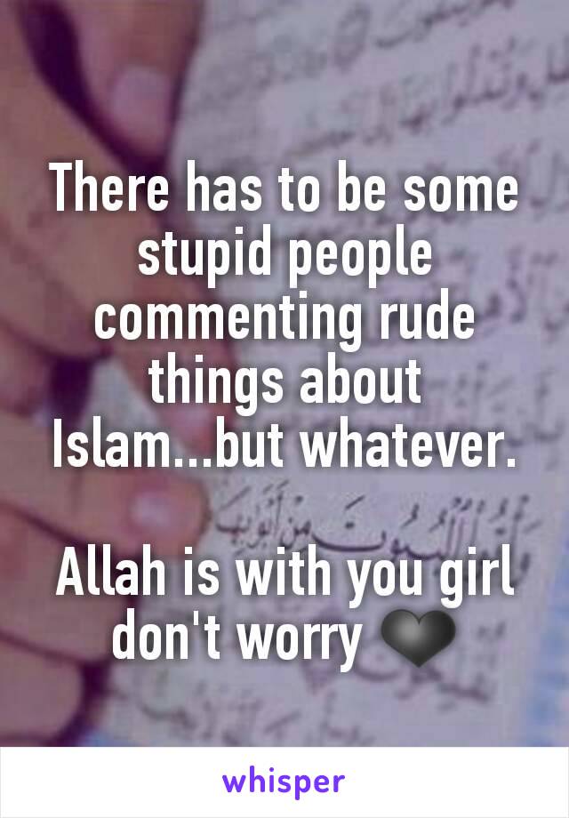 There has to be some stupid people commenting rude things about Islam...but whatever.

Allah is with you girl don't worry ❤