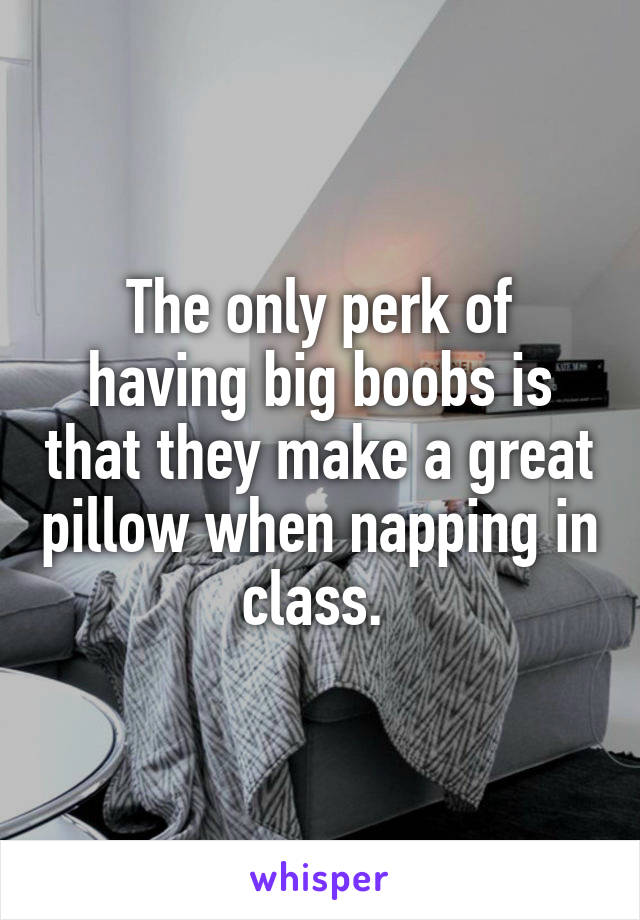 The only perk of having big boobs is that they make a great pillow when napping in class. 