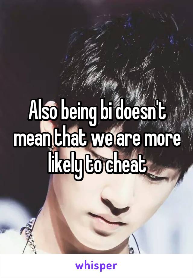 Also being bi doesn't mean that we are more likely to cheat