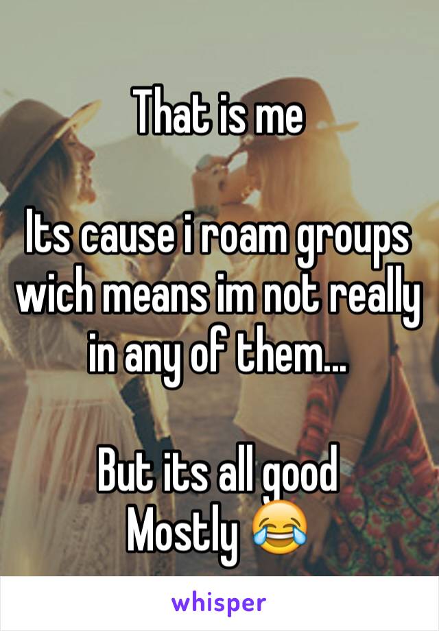 That is me

Its cause i roam groups wich means im not really in any of them...

But its all good
Mostly 😂