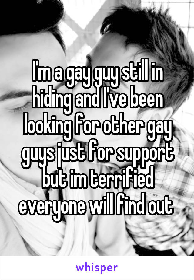 I'm a gay guy still in hiding and I've been looking for other gay guys just for support but im terrified everyone will find out 