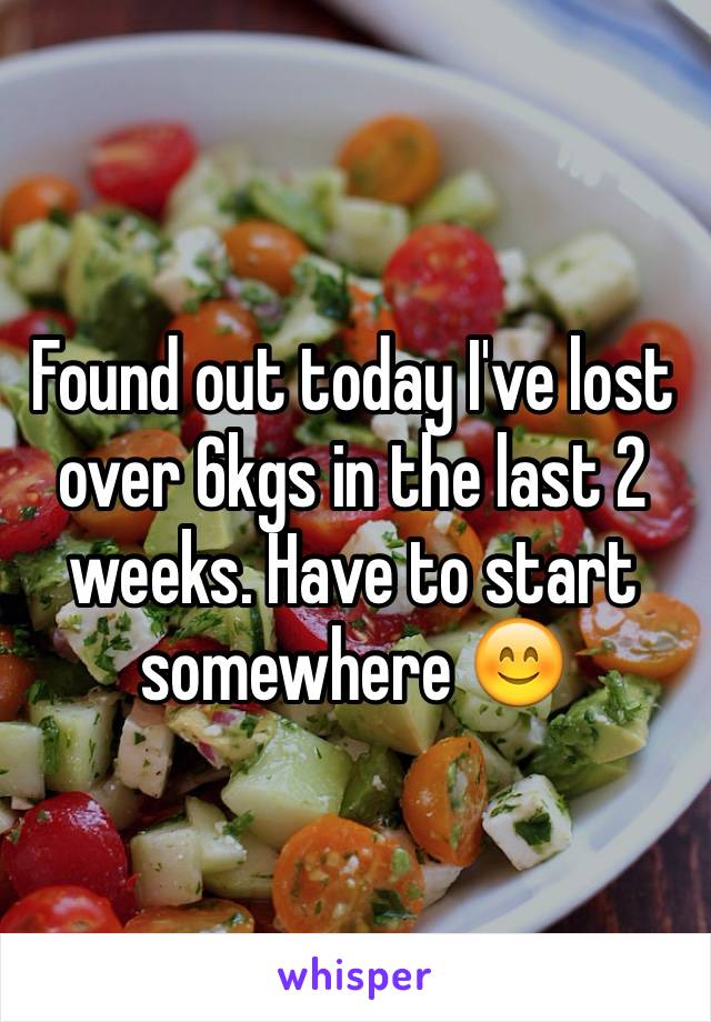 Found out today I've lost over 6kgs in the last 2 weeks. Have to start somewhere 😊