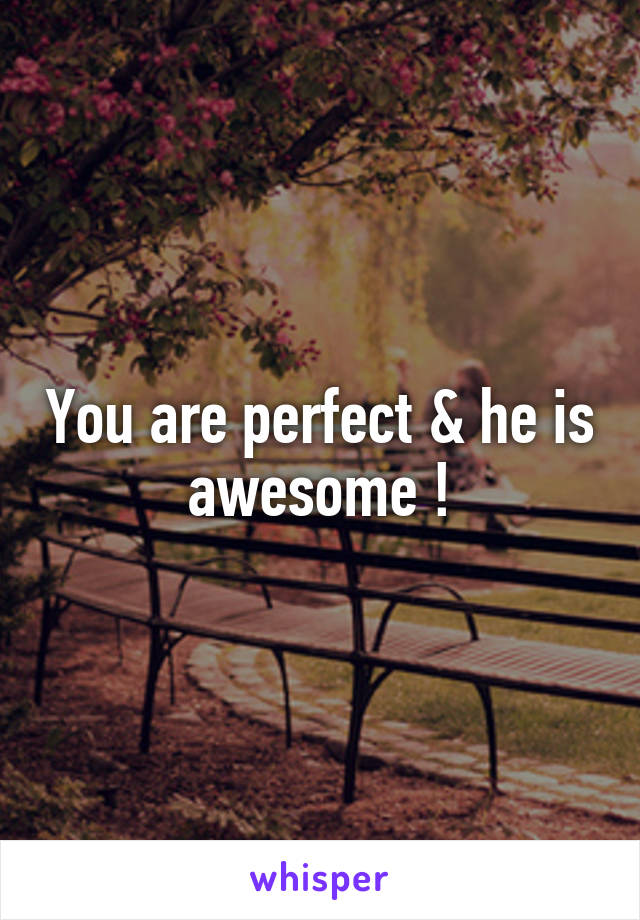 You are perfect & he is awesome !