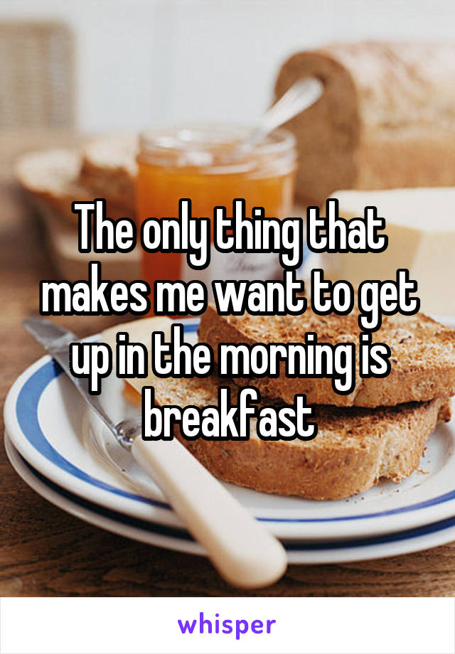 The only thing that makes me want to get up in the morning is breakfast