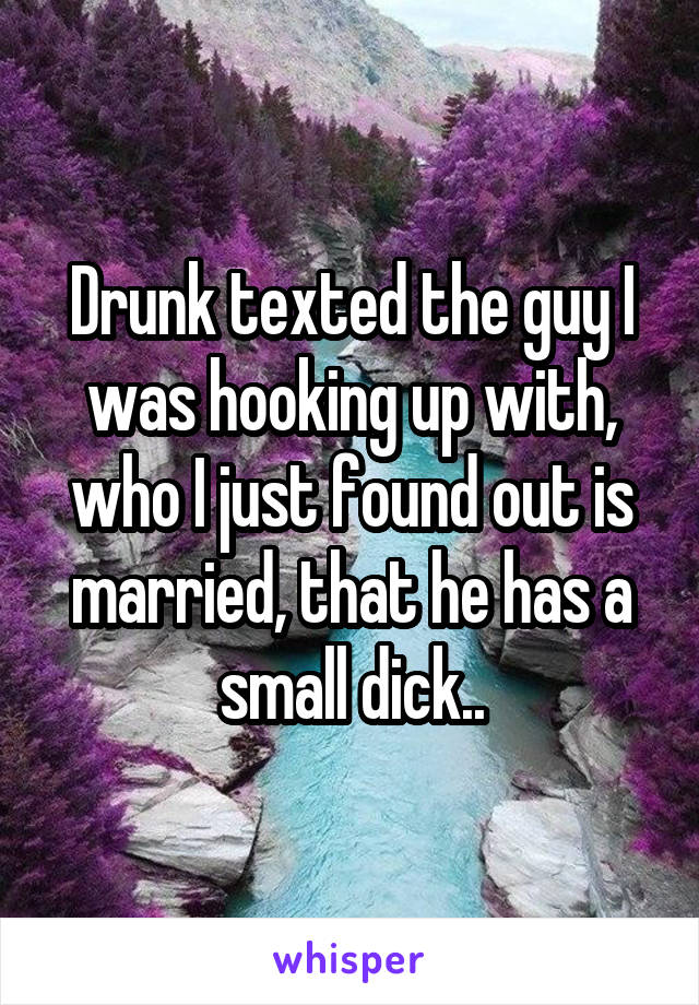 Drunk texted the guy I was hooking up with, who I just found out is married, that he has a small dick..