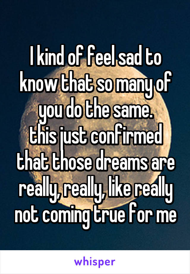 I kind of feel sad to know that so many of you do the same.
this just confirmed that those dreams are really, really, like really not coming true for me