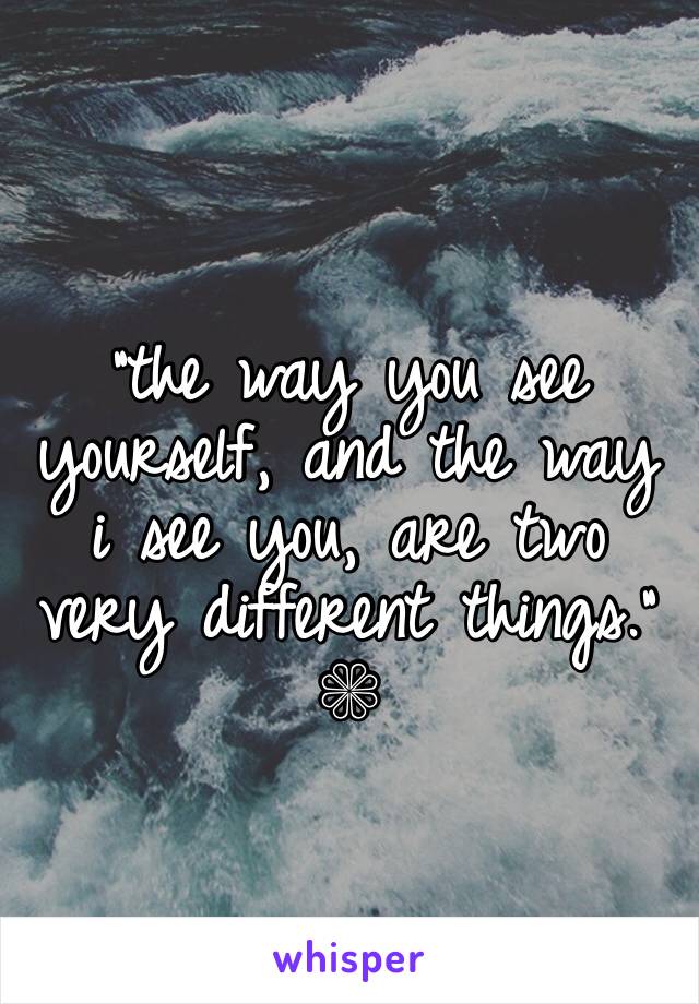 
"the way you see yourself, and the way i see you, are two very different things."
❁