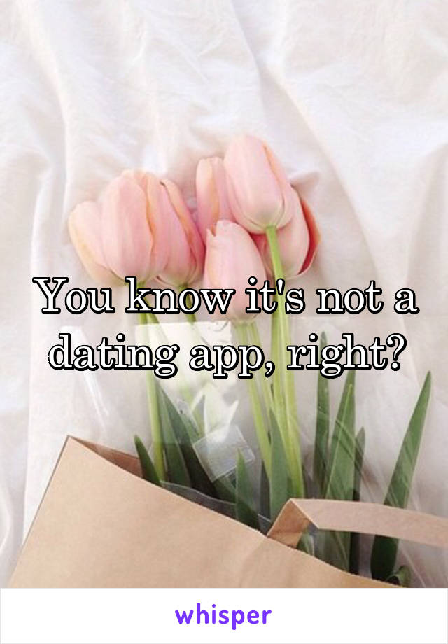 You know it's not a dating app, right?