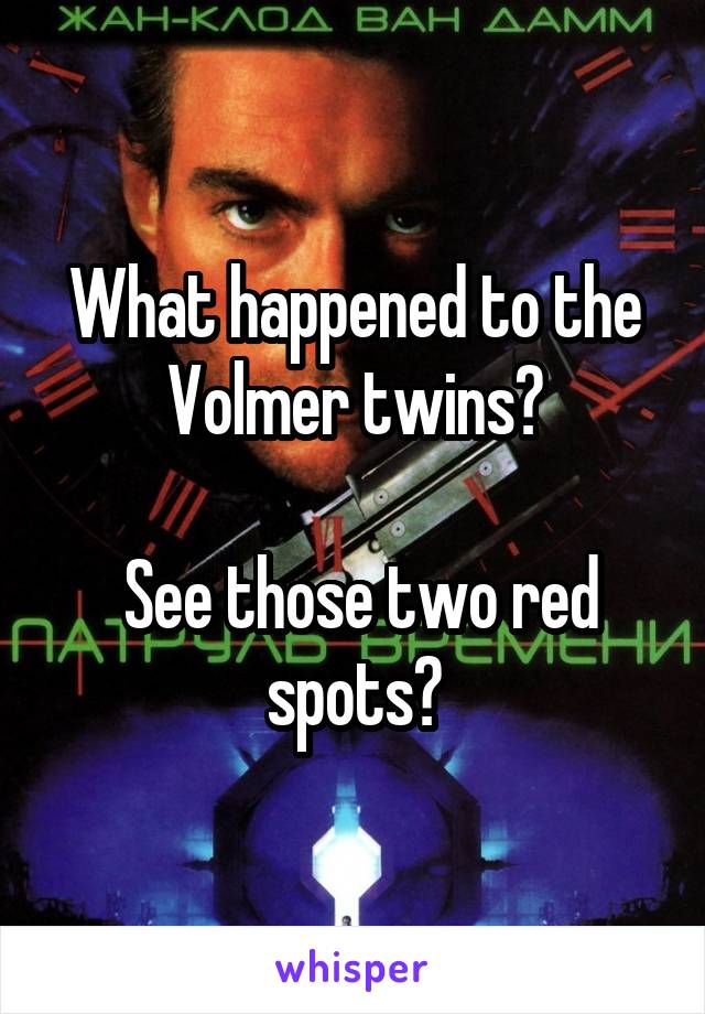 What happened to the Volmer twins?

 See those two red spots?