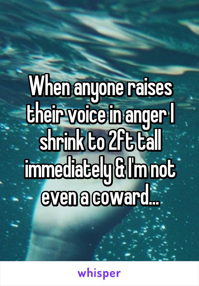 When anyone raises their voice in anger I shrink to 2ft tall immediately & I'm not even a coward...