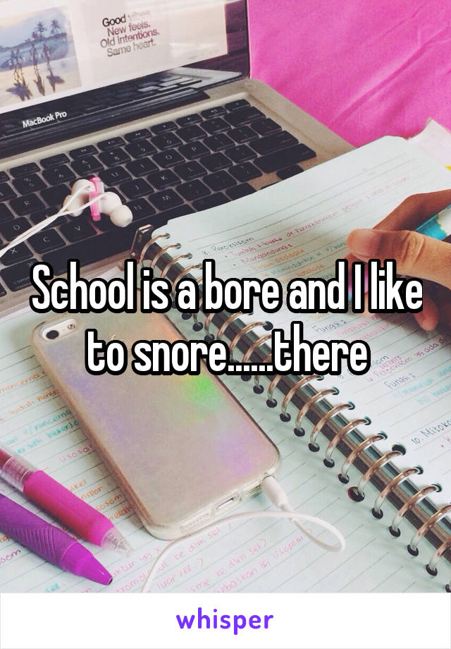 School is a bore and I like to snore......there