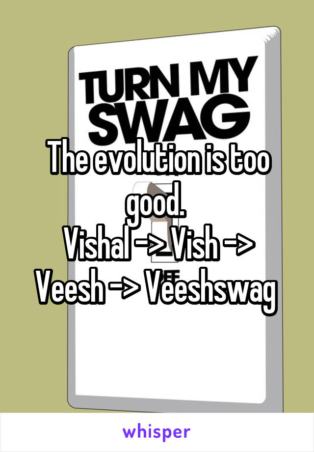 The evolution is too good. 
Vishal -> Vish -> Veesh -> Veeshswag 