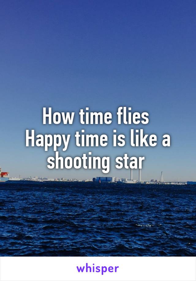 How time flies 
Happy time is like a shooting star 