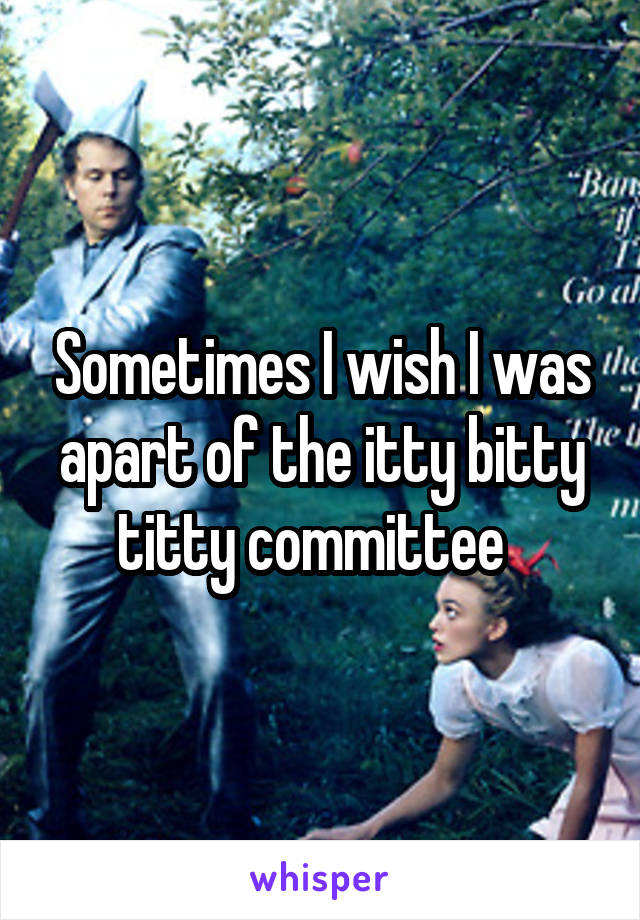 Sometimes I wish I was apart of the itty bitty titty committee  