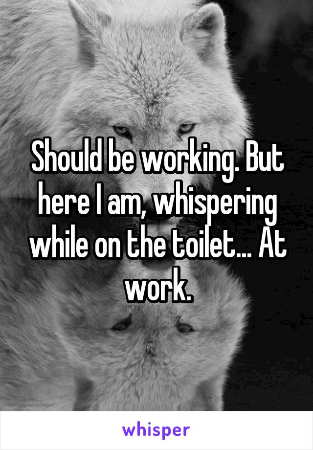 Should be working. But here I am, whispering while on the toilet... At work.