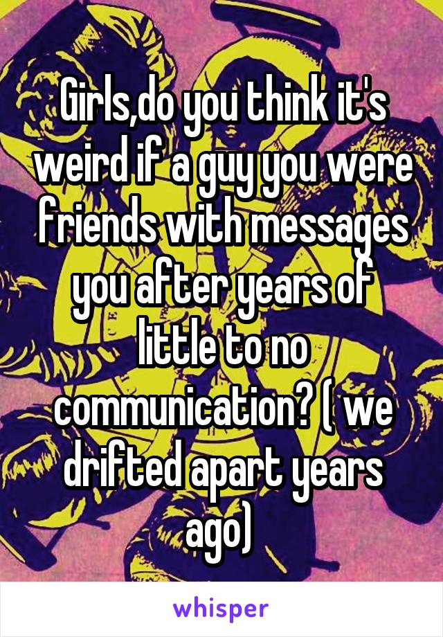 Girls,do you think it's weird if a guy you were friends with messages you after years of little to no communication? ( we drifted apart years ago) 