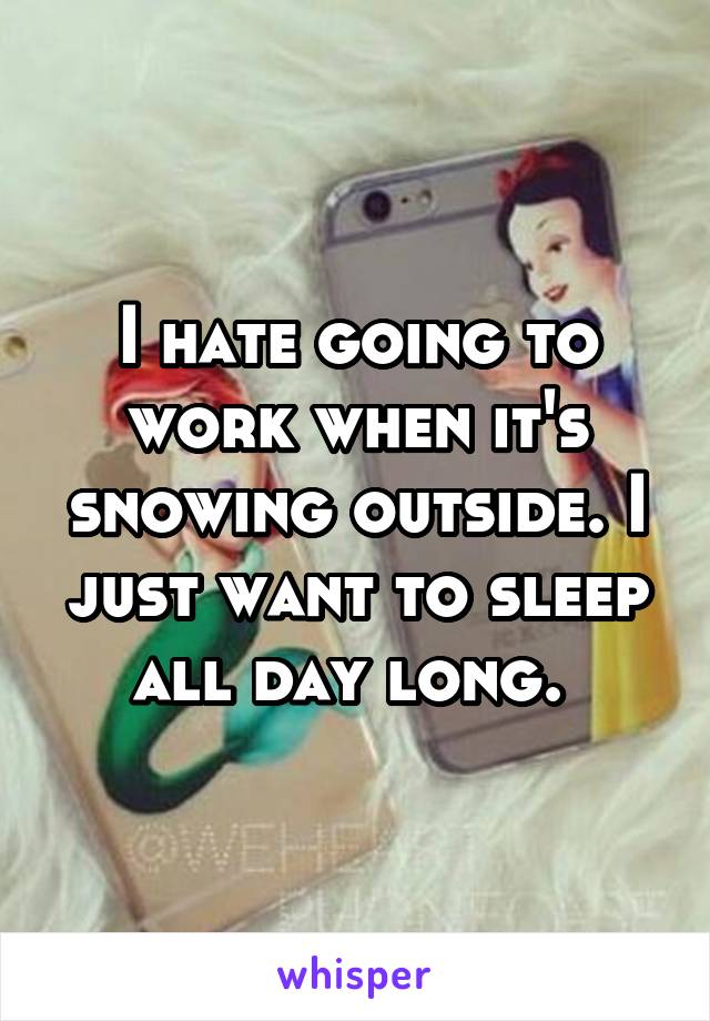 I hate going to work when it's snowing outside. I just want to sleep all day long. 